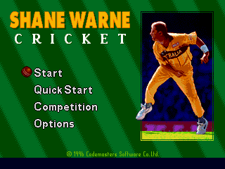 Shane Warne Cricket title screen for Sega Mega Drive